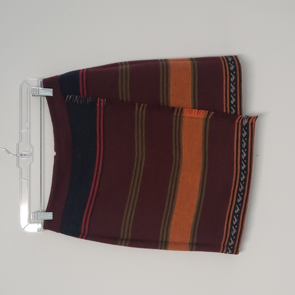 Wool-blend fringe mini skirt burgundy/orange - Picture 1 of 13